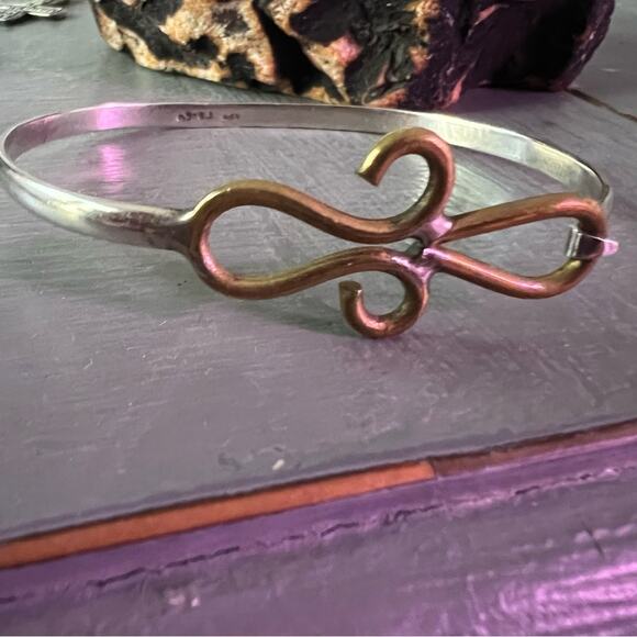 925 Sterling Silver & Copper Bracelet - Picture 8 of 10